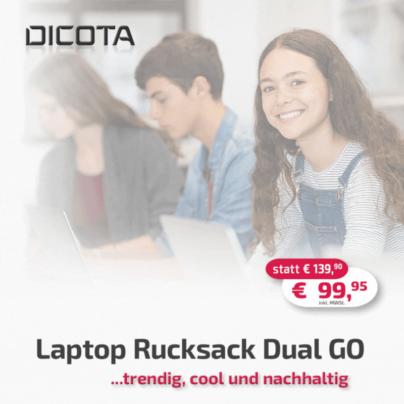 Dicota Dual GO Laptop Rucksack - trendig, cool und nachhaltig.