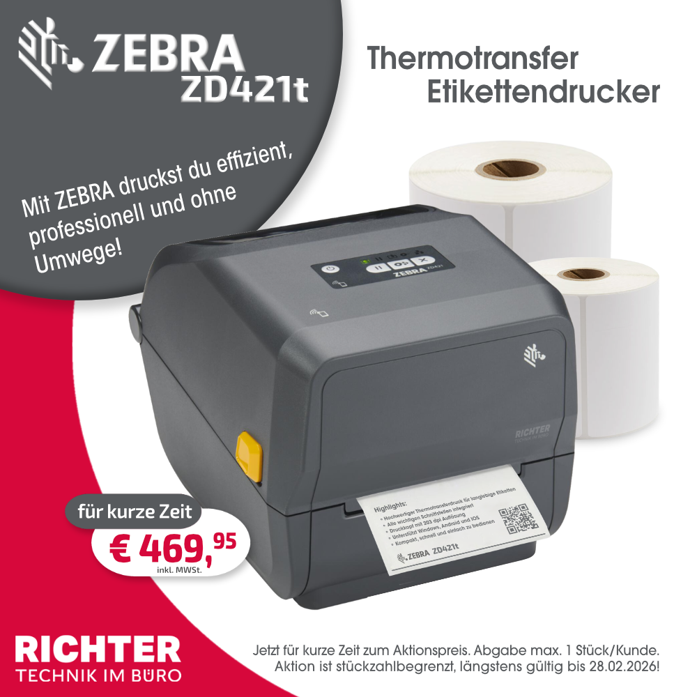 Zebra ZD421t Thermotransfer Etikettendrucker